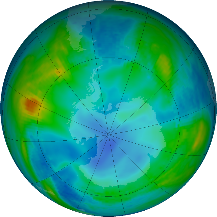 Antarctic ozone map for 29 May 1987